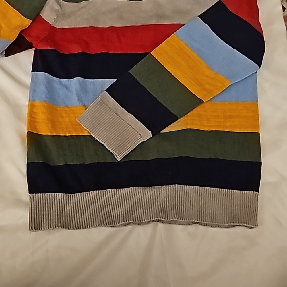 Boys multi color stripe knitted sweater size 7 - Picture 3 of 4